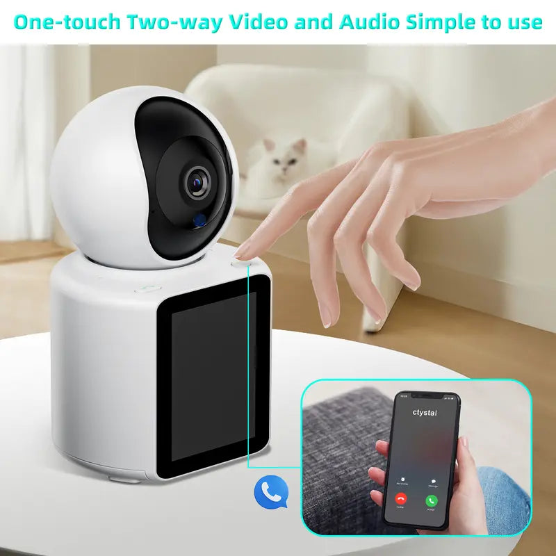 "2K WiFi Security Camera for Indoor Use: Advanced Nanny & Pet Monitor with One-Touch Call, 360-Degree View & Night Vision"