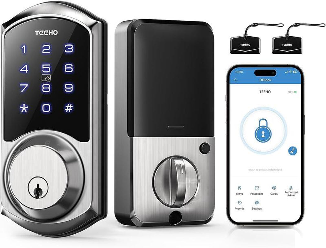 TEEHO TE006 Smart Lock - Keyless Entry Electronic Deadbolt with Keypads - Easy Install, IP54 Waterproof, and Auto Lock Features