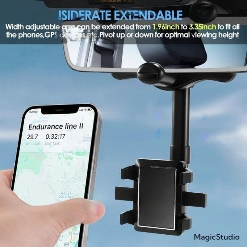 Imoli 360° Rotating Rearview Mirror Phone Holder - Durable, Adjustable, and Universal Design for All Smartphones