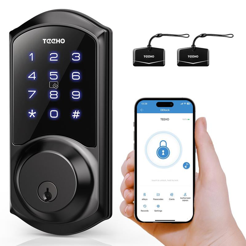 TEEHO TE006 Smart Lock - Keyless Entry Electronic Deadbolt with Keypads - Easy Install, IP54 Waterproof, and Auto Lock Features