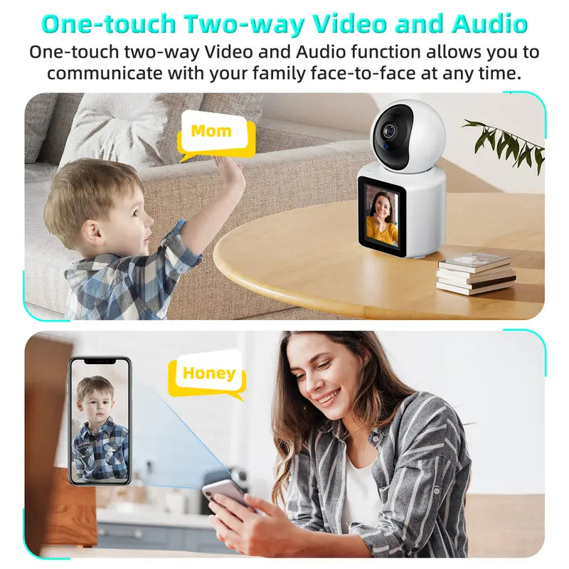 "2K WiFi Security Camera for Indoor Use: Advanced Nanny & Pet Monitor with One-Touch Call, 360-Degree View & Night Vision"