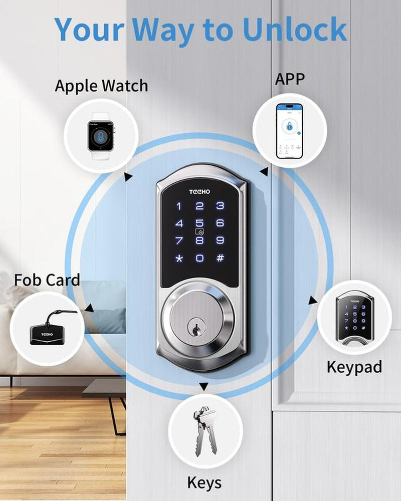 TEEHO TE006 Smart Lock - Keyless Entry Electronic Deadbolt with Keypads - Easy Install, IP54 Waterproof, and Auto Lock Features