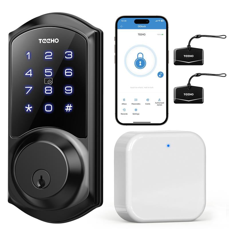 TEEHO TE006 Smart Lock - Keyless Entry Electronic Deadbolt with Keypads - Easy Install, IP54 Waterproof, and Auto Lock Features