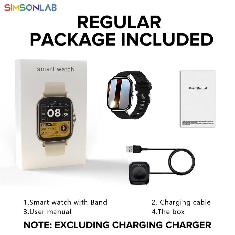 SIMSONLAB 1.83-Inch HD Smartwatch with Bluetooth Calling, Weather Monitoring, and Sports Tracking for Android and iOS - Ideal Christmas Gift