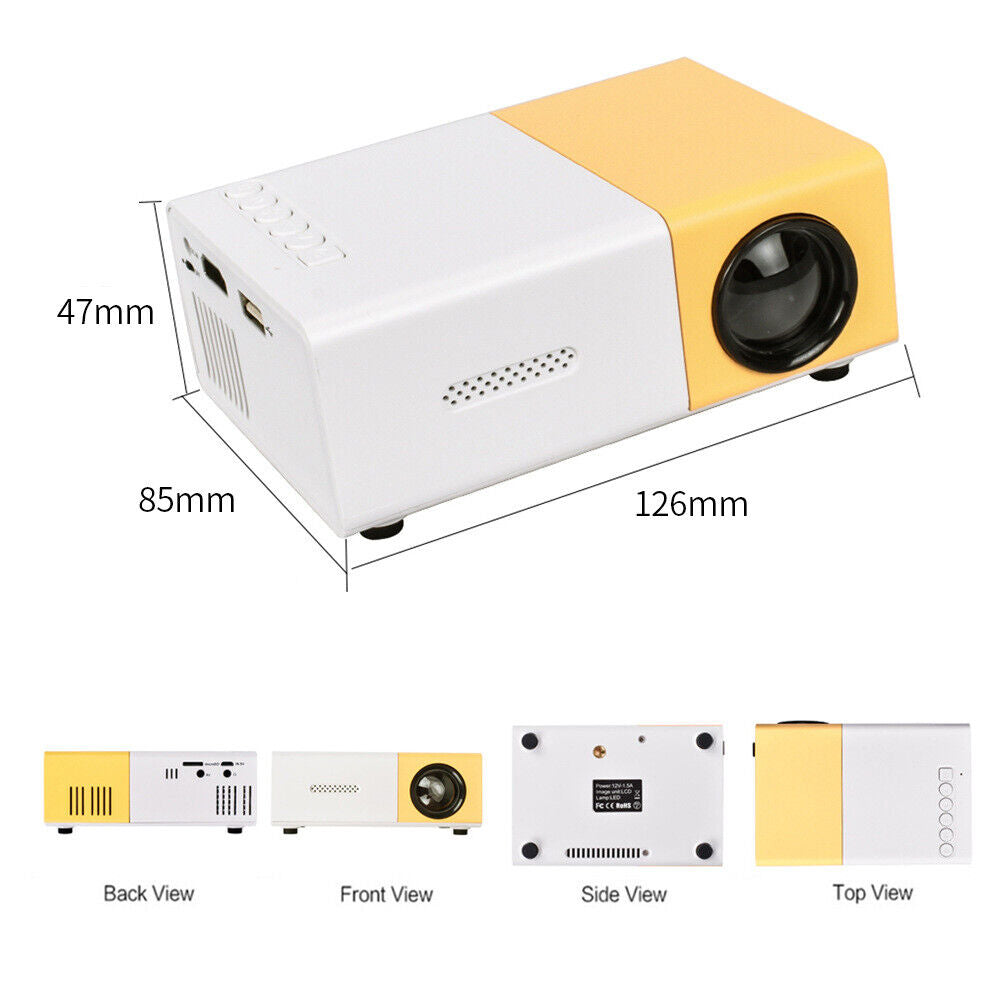 Portable 1080P LED Mini Projector - Transform Your Home into a Cinema with HDMI & USB Connectivity!