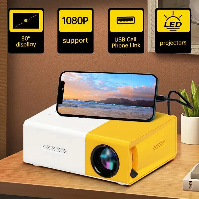 Portable 1080P LED Mini Projector - Transform Your Home into a Cinema with HDMI & USB Connectivity!