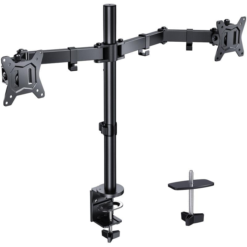 Ergear Dual Monitor Desk Mount, Adjustable Arms for 2 Screens up to 32", Heavy Duty Stand Holds 17.6 Lbs per Arm Easy Installation Modern Style Game Player Mobile