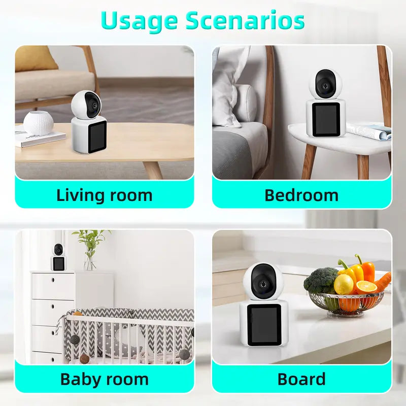 "2K WiFi Security Camera for Indoor Use: Advanced Nanny & Pet Monitor with One-Touch Call, 360-Degree View & Night Vision"