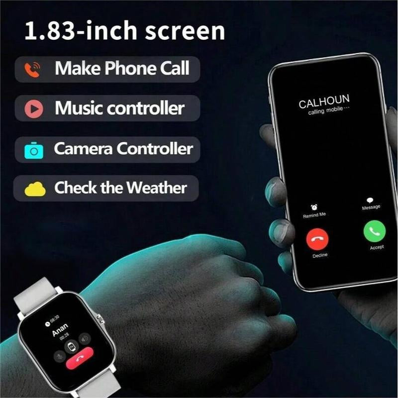 SIMSONLAB 1.83-Inch HD Smartwatch with Bluetooth Calling, Weather Monitoring, and Sports Tracking for Android and iOS - Ideal Christmas Gift