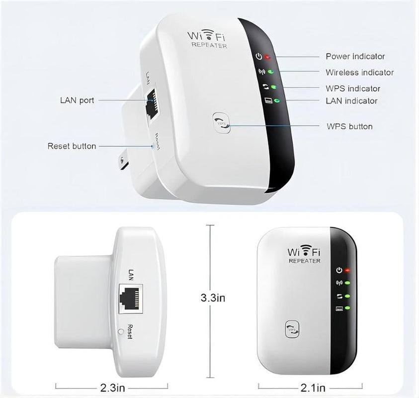 Powerful WiFi Extender - Boost Coverage Up to 5000 Sq.Ft for 40 Devices, Easy 1-Tap Setup, Ethernet Port & Alexa Compatible